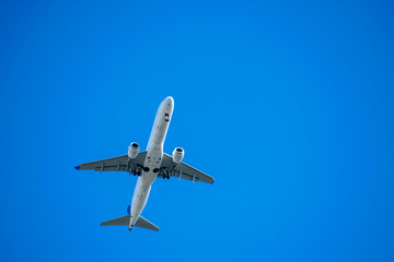Passenger aircraft in the sky going to land.