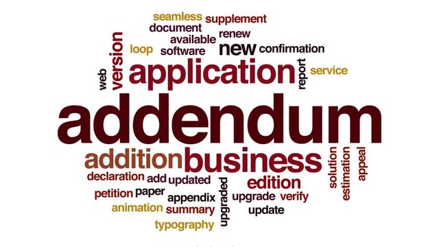 Addendum animated word cloud. Kinetic typography.