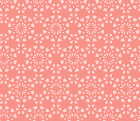 Living coral seamless geometric pattern. Color of the 2019 year. Vector repeating texture for fabric design, cloth, textile.