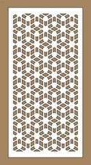 Laser pattern. Set of decorative vector panels for laser cutting. Template for interior partition in arabesque style. Ratio 1:2