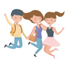 Teenager boy and girls cartoons design