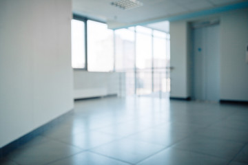 blurred image of a corridor in a modern business center.