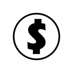 Black dollar sign icon on white background