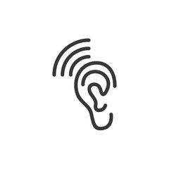 Ear icon template black color editable. hearing symbol vector sign isolated on white background. Simple logo vector illustration for graphic and web design.