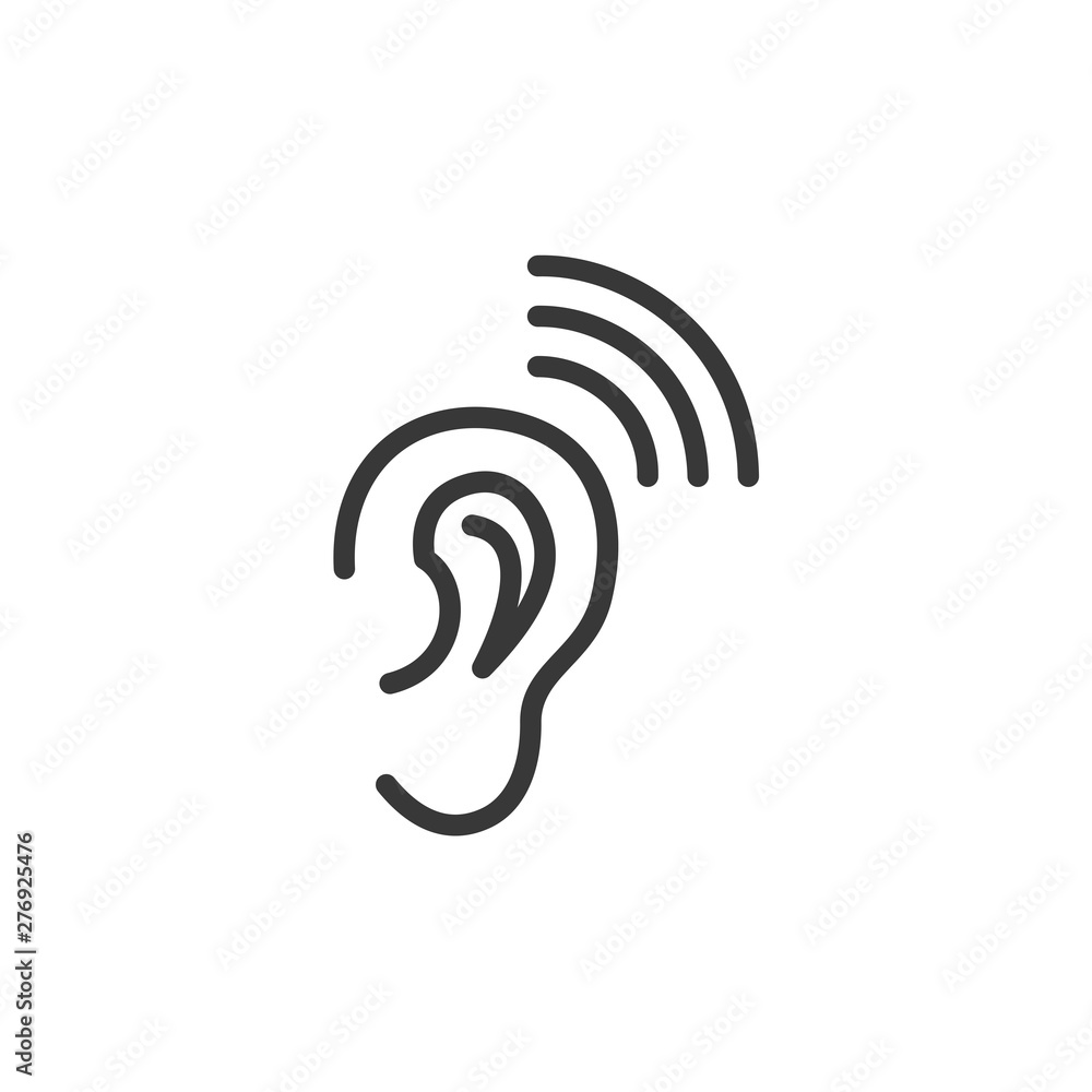 Poster ear icon template black color editable. hearing symbol vector sign isolated on white background. sim