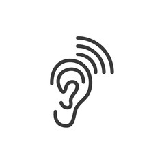 Obraz premium Ear icon template black color editable. hearing symbol vector sign isolated on white background. Simple logo vector illustration for graphic and web design.