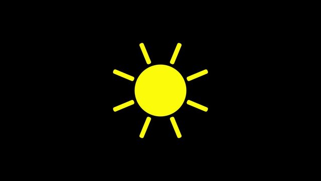 Sunshine icon animation with black background. Animation with Alpha (transparent background) for easy use in your video! Format: QuikTime. Channels: RGB+Alpha. Video Codec: Apple ProRes 4444. Depth