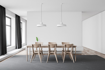 Minimalistic white dining room interior