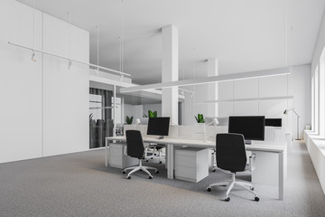 White industrial style office corner