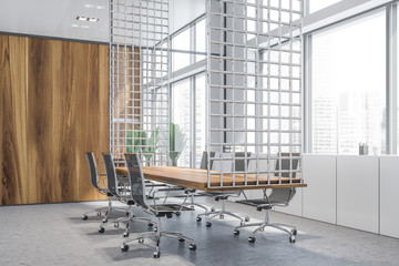 Wooden wall meeting room interior