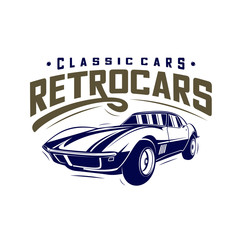 Classic cars logo design vector illustrations. Vintage Automotive with retro classic car logo