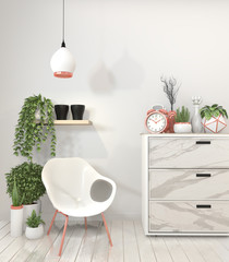 mock up poster granite cabinet and chair.3d rendering