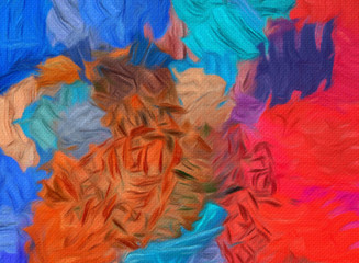 Colorful warm and bright artistic texture background. Oil paint brushstrokes and splashes. Art design pattern. 
