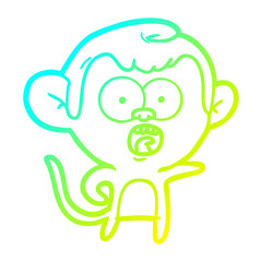 cold gradient line drawing cartoon shocked monkey