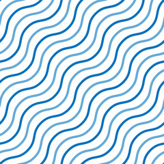 Minimal, simple, diagonal, wavy, blue lines pattern on white, for print/decoration/textile etc.