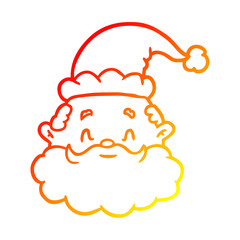 warm gradient line drawing santa claus face