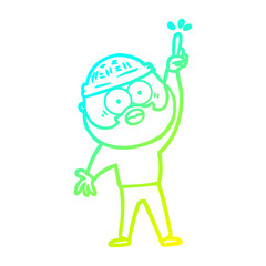 cold gradient line drawing cartoon bearded man