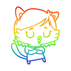 rainbow gradient line drawing cat girl