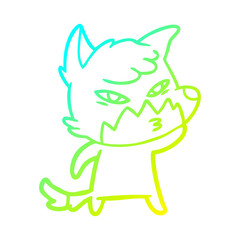 cold gradient line drawing clever cartoon fox