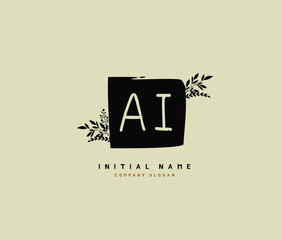 A I AI Beauty vector initial logo, handwriting logo of initial signature, wedding, fashion, jewerly, boutique, floral and botanical with creative template for any company or business.
