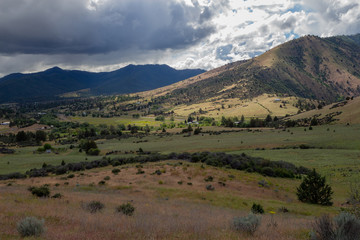 Country hillsides contrast in color