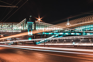 traffic in city at night moscow