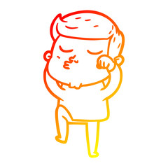 warm gradient line drawing cartoon model guy pouting