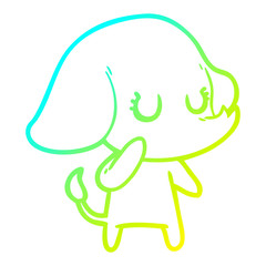 cold gradient line drawing cute cartoon elephant