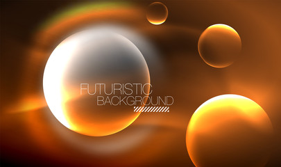 Blurred neon glowing round shapes, abstract circles and lights