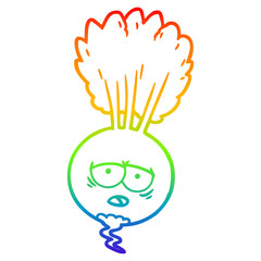 rainbow gradient line drawing cartoon root vegetable