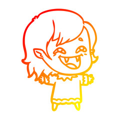 warm gradient line drawing cartoon laughing vampire girl
