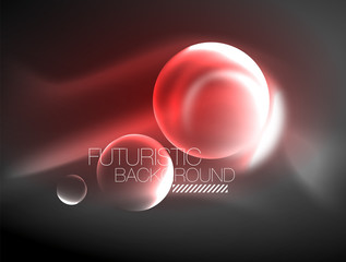 Blurred neon glowing round shapes, abstract circles and lights