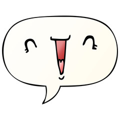 cute cartoon face and speech bubble in smooth gradient style