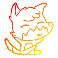 warm gradient line drawing cartoon fox
