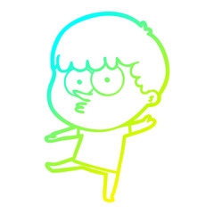 cold gradient line drawing cartoon curious boy