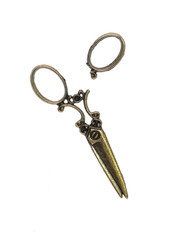 vintage copper scissors on a white background