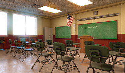 Fototapeta na wymiar American School Classroom Environment