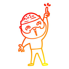 warm gradient line drawing cartoon happy bearded man