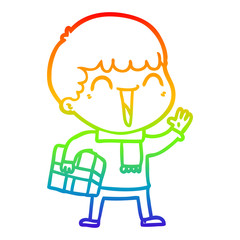 rainbow gradient line drawing cartoon happy man