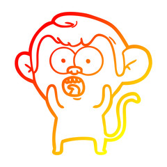 warm gradient line drawing cartoon shocked monkey