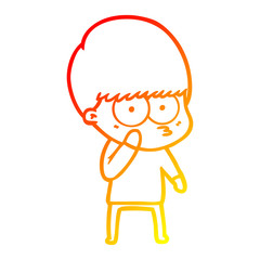 warm gradient line drawing curious cartoon boy