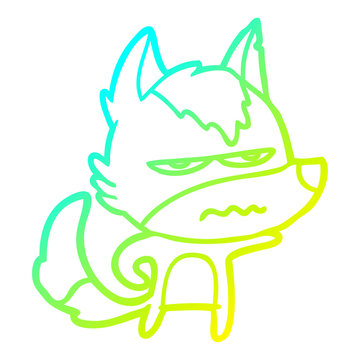 recommend clip art: cold gradient line drawing cartoon annoyed wolf
