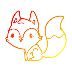 warm gradient line drawing cute fox