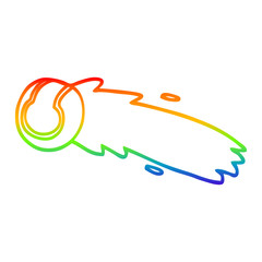 rainbow gradient line drawing cartoon flying tennis ball