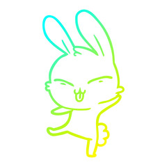 cold gradient line drawing cute cartoon rabbit