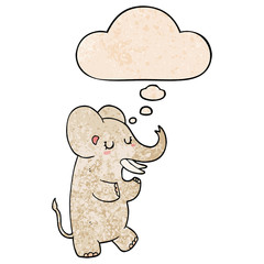 cartoon elephant and thought bubble in grunge texture pattern style