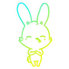 cold gradient line drawing curious bunny cartoon