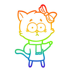 rainbow gradient line drawing cartoon cat