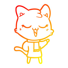 warm gradient line drawing cartoon cat