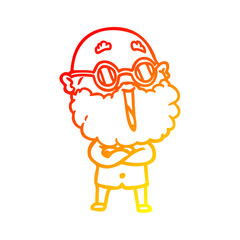 warm gradient line drawing cartoon joyful man with beard